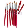 red Metal Handle gel nail acrylic brush set 7pcs