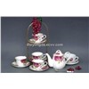 fine bone china tea set, tea cups and pot