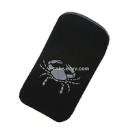 Mobile Phone Pouch Made of Velvet Material Self-retracting Pull-tab