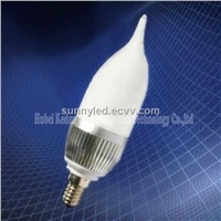 3*1W LED Candle Bulb With Milky Cover With Aluminum Alloy + PC Housing (KD-HQP-007)