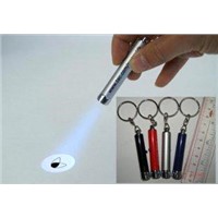 Aluminium Barrel with 4 AG3 button cell batteries logo projector light White LED keychain