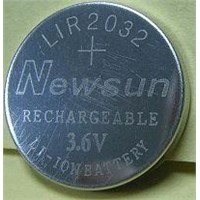 LIR2032  3.6V Lihtium Rechargeable Button Cell Battery