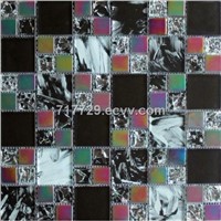 Colorful Hand Drawing Crystal glass mosaic tile(Stainless steel)
