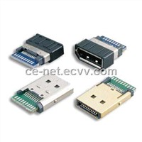 Display Port Connector with Male Plug Assembly Type, Supports Deep Color 30/36-bit