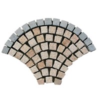 Fan-shaped granite paving stone on mesh