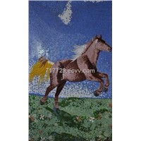 Horse mural crystal glass mosaic (Scissors Painting)