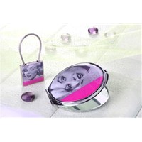 Round shape cosmetic mirror and key chain set (Model: JWC026-18)