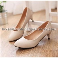 Simple cuspate toe middle heel shallow mouth pumps QZ-SLK-7
