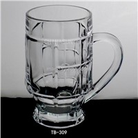 UniUnique design glass beer cup with handle 300mlque design glass beer cup with handle 300ml
