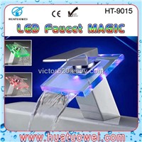 Waterfall colorful led bathroom faucet tap
