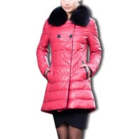 Women's Rose Leather Jacket (Sheepskin + 90%down + Fox fur)