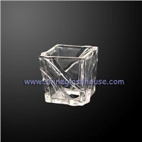 glass square candle holder(SG-A004)