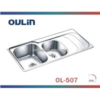 CE double bowl stainless steel kitchen sink(OL-507)