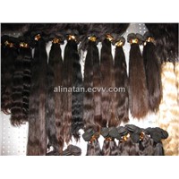 100% European remy virgin human hair weft hair extensions Hair Bulk hand tied hair weaving