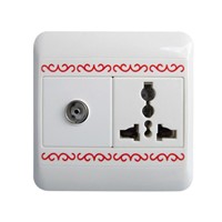 1G Multi+1G TV socket with Chinese&amp;quot;Propitious Blessing&amp;quot;Lines Adorns