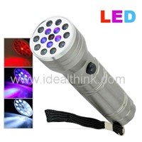 3-in-1 Super Flashlight LED + UV Light (Fake Money Detector) + Red Laser