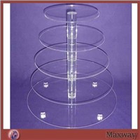 5 tiers circle counter well polished wedding acrylic/perspex cupcake stand