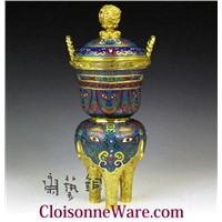 Chinese China Cloisonne Copper Bronze Enamel Censer Burner T8