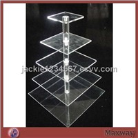 Clear Rectangular 5-Tier Water Clear Acrylic Cupcake Display Stand Rack