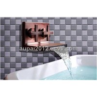 Dual Handles Oil Rubbed Bronze Wall Mounted Basin Faucet(R-2017R-1)