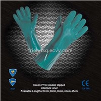 Green PVC double dipped glove Interlock liner