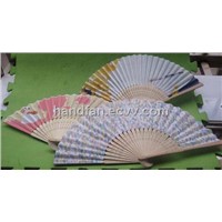 Japanese silk fan, bamboo silk fan, folding silk fan