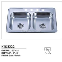 KELE Topmount Stainless Steel  Kitchen Sink of KTD3322 with CUPC