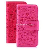 PU Mobile Phone Case for iPhone 4S, Notebook-shaped Design