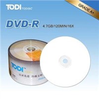 Printable Blank 4.7GB DVD-R with 120-minute Playing Time and 16/8x Running Speed, Grade A, Silver