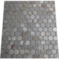 Round Freshwater Shell mosaic on mesh    (with gap)