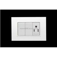 Simple Double Switch Socket with American 15A Wall Power Socket, Suits for South American