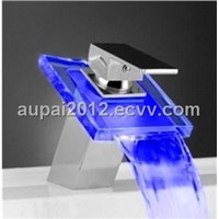 Single Handle Chrome Waterfall LED Glass Faucet (L-4003A)