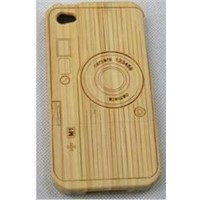 Snap-on graved cartoon bamboo cover for Iphone