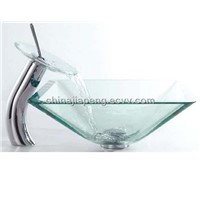 Square glass sinks wtih glass faucets