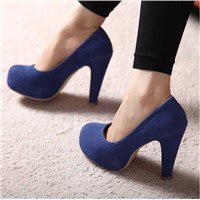 Thick heel waterproof increased high heel pumps Z0001 blue