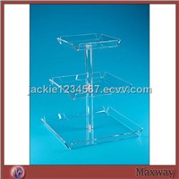Thickening Square 3-Tier Transparent Lucite Bakery Stand/Perspex Pastry Display
