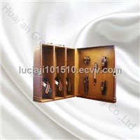 Traditional wooden wine boxes with wine finish