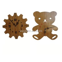 cute animal design bamboo craft clock MJ-1057