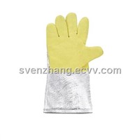 para-aramid aluminized safety gloves with 500deg.C heat resistant.EN407 ce approved.fire proof.