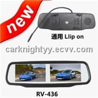 4.3 inch universal rearview mirror with double screen * AV signal auto detect power on/off