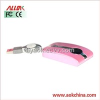 AOK-0061 3D Wired retractable cable Optical Mouse for Laptop or Desktop