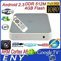Andorid 2.3 Google TV Box(HD 1080P+1080P media+3D GPU2. DDRII512MB RAM, 4GB Flash+Wifi+