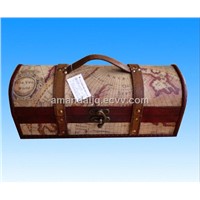 Antique Leather Wooden Wine Box (QL-1452)