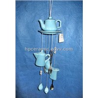 Blue Glazed Teapots &amp;amp; Picher Ceramic Wind Chime