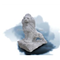 Stone lions. Stone carving animals. Landscape Sculpture animal carving