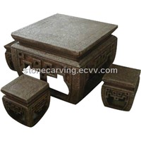 Stone tables and benches, landscapes and Chair, stone bench, Chinese antique engraving