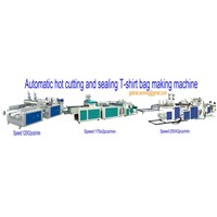 automatic hot sealing and cutting t-shirt bag making machine
