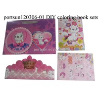 children gift set include coloring book , sticker book Crown ects .