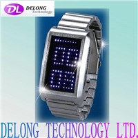 fashion zinc alloy plated with silver led flashing watches