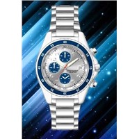 great white stainless steel chrono watch